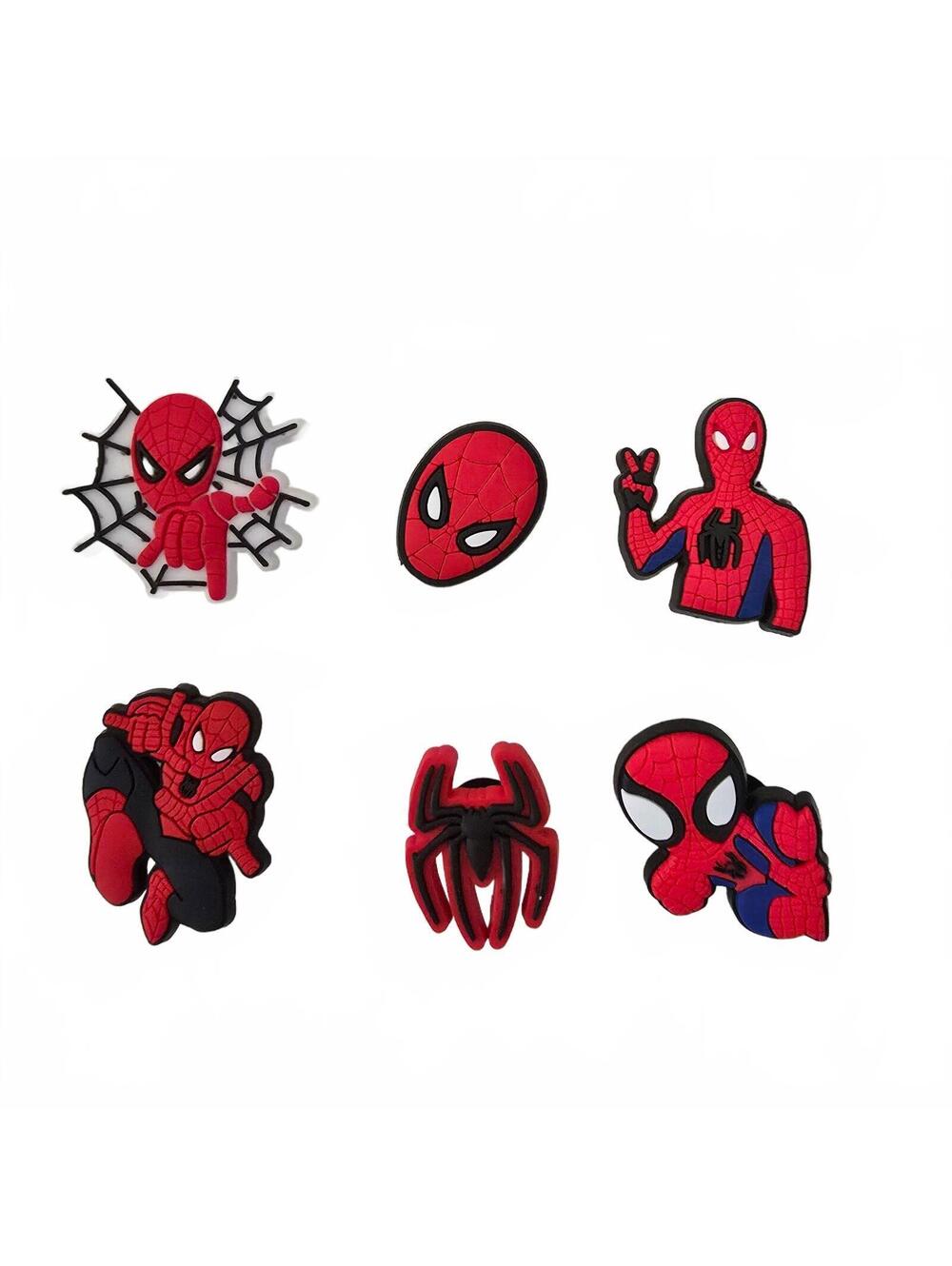6 Pack Spider Man Superhero Shoe Charms for Crocs Clogs Kids Accessories NEW